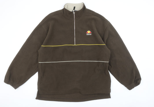 Ellesse Men's Brown Fleece 1/2 Zip Pullover Sweatshirt M