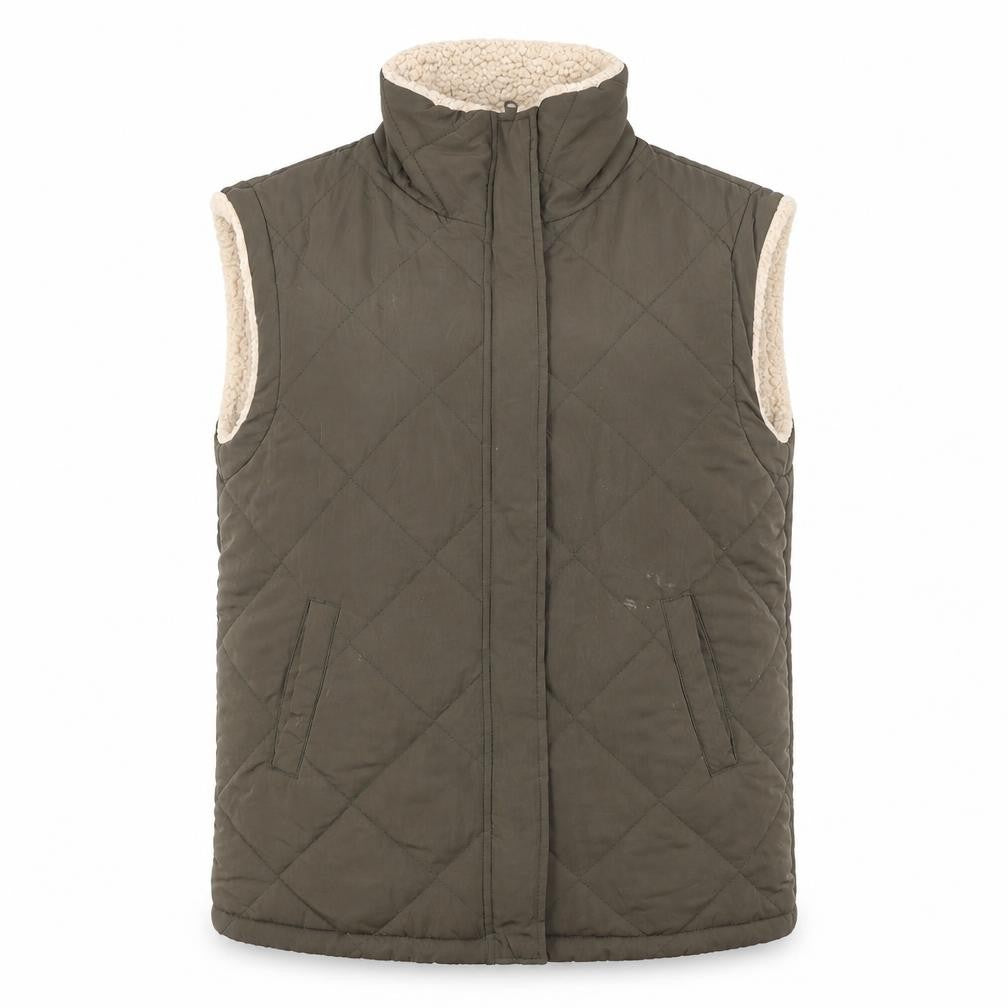George Womens Green Quilted Fleece Lined Sleeveless Waistcoat Size 12-14