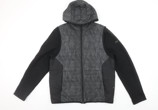 Hugo Boss Men's Black Softshell Hooded Jacket Size M Full Zip