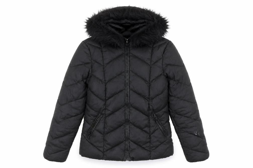 New Look Womens Black Mid-Length Hooded Puffer Jacket Size 8