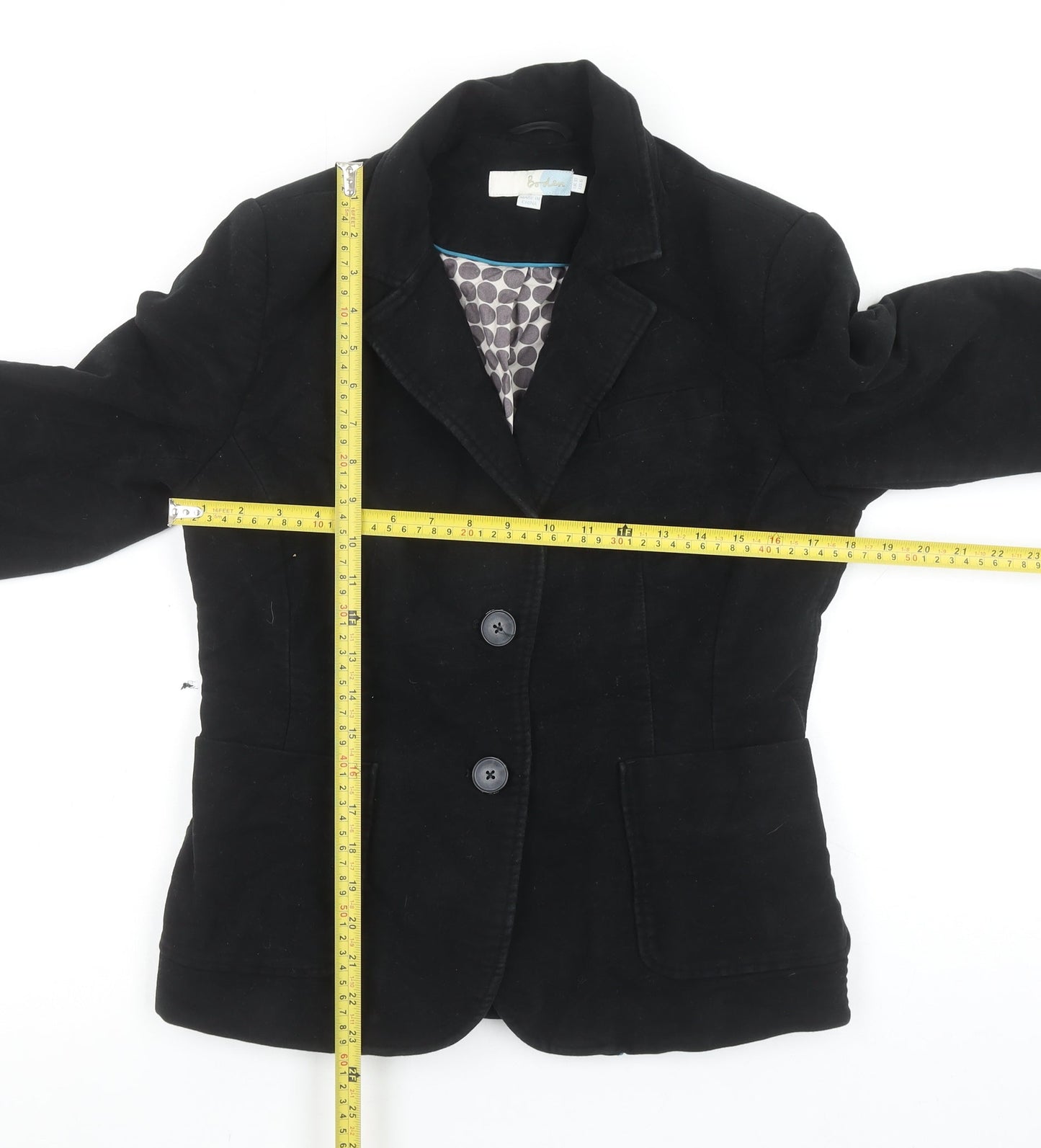 Boden Women's Black Cotton Two-Button Blazer UK 10 Classic Fit