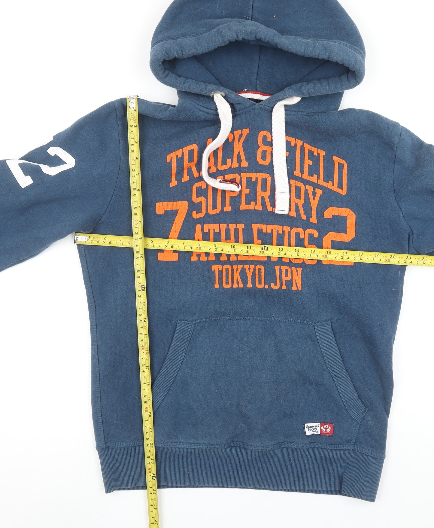Superdry Mens Blue Pullover Hoodie M Sports Graphic Fleece