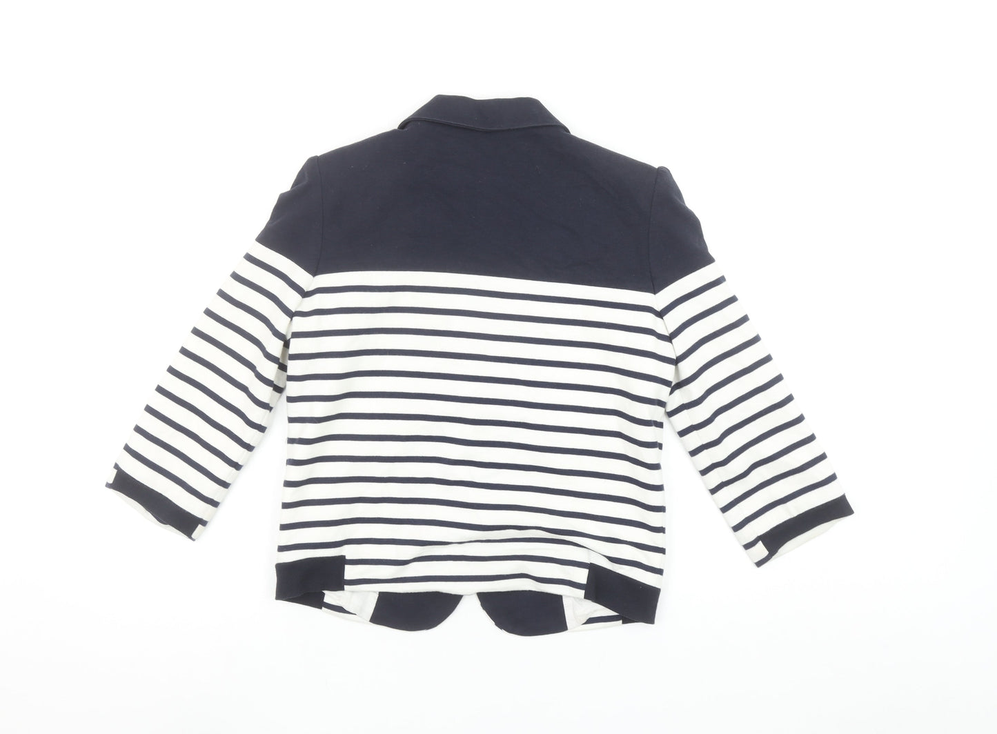 Next Women Navy Striped Blazer Jacket Size 10 Classic Nautical Style