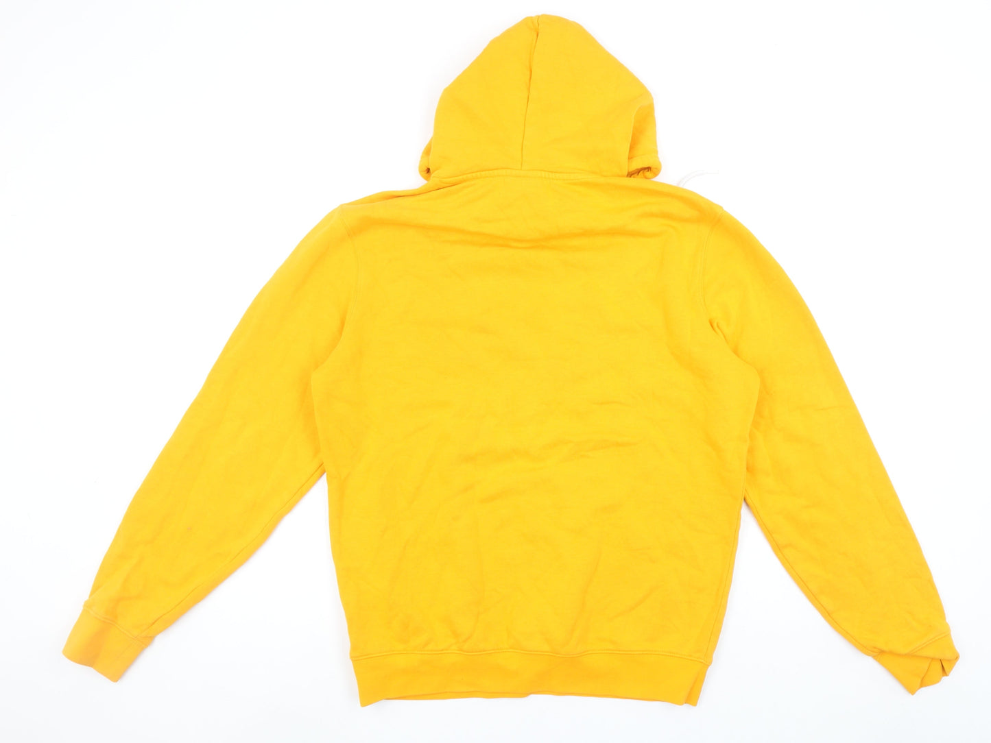 Champion Mens Yellow Pullover Hoodie Medium Logo Graphic Cotton Blend