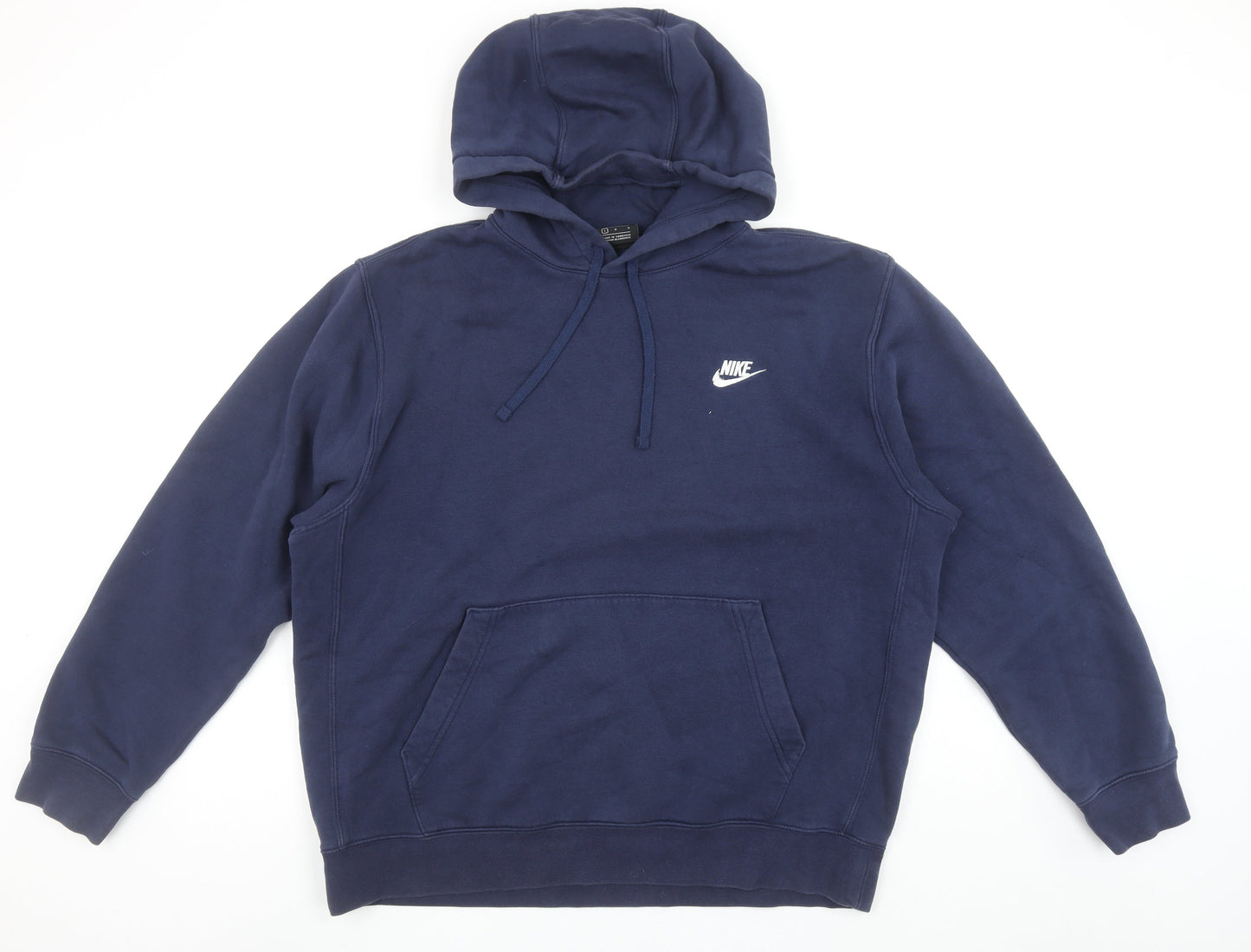 Nike Men's Blue Pullover Hoodie Large Logo Fleece Sweatshirt