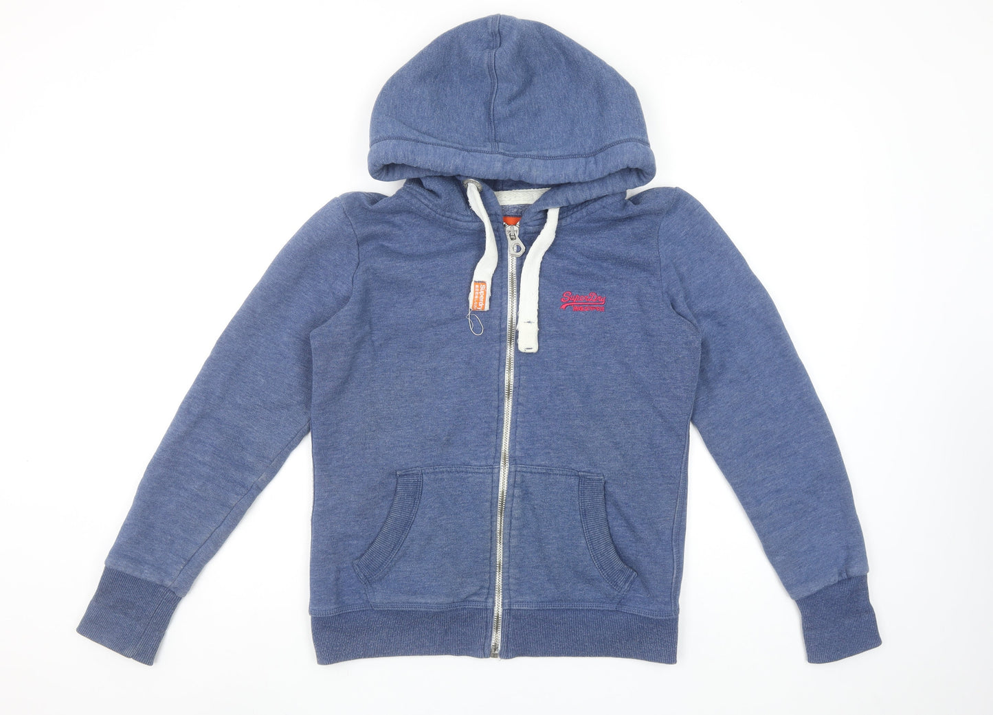 Superdry Women Blue Full Zip Hoodie Medium Cotton Blend