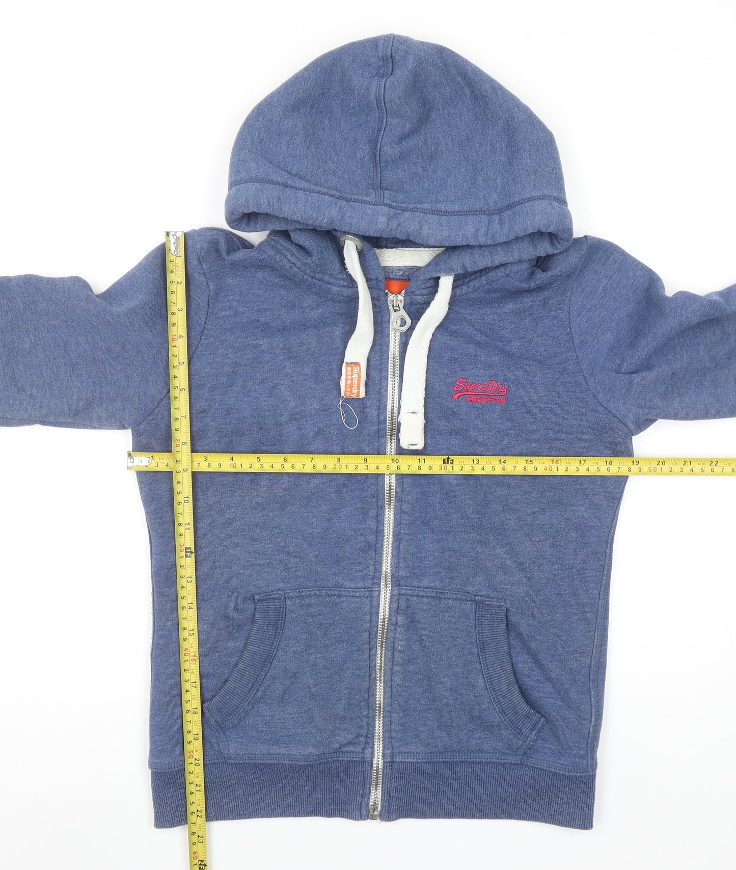 Superdry Women Blue Full Zip Hoodie Medium Cotton Blend