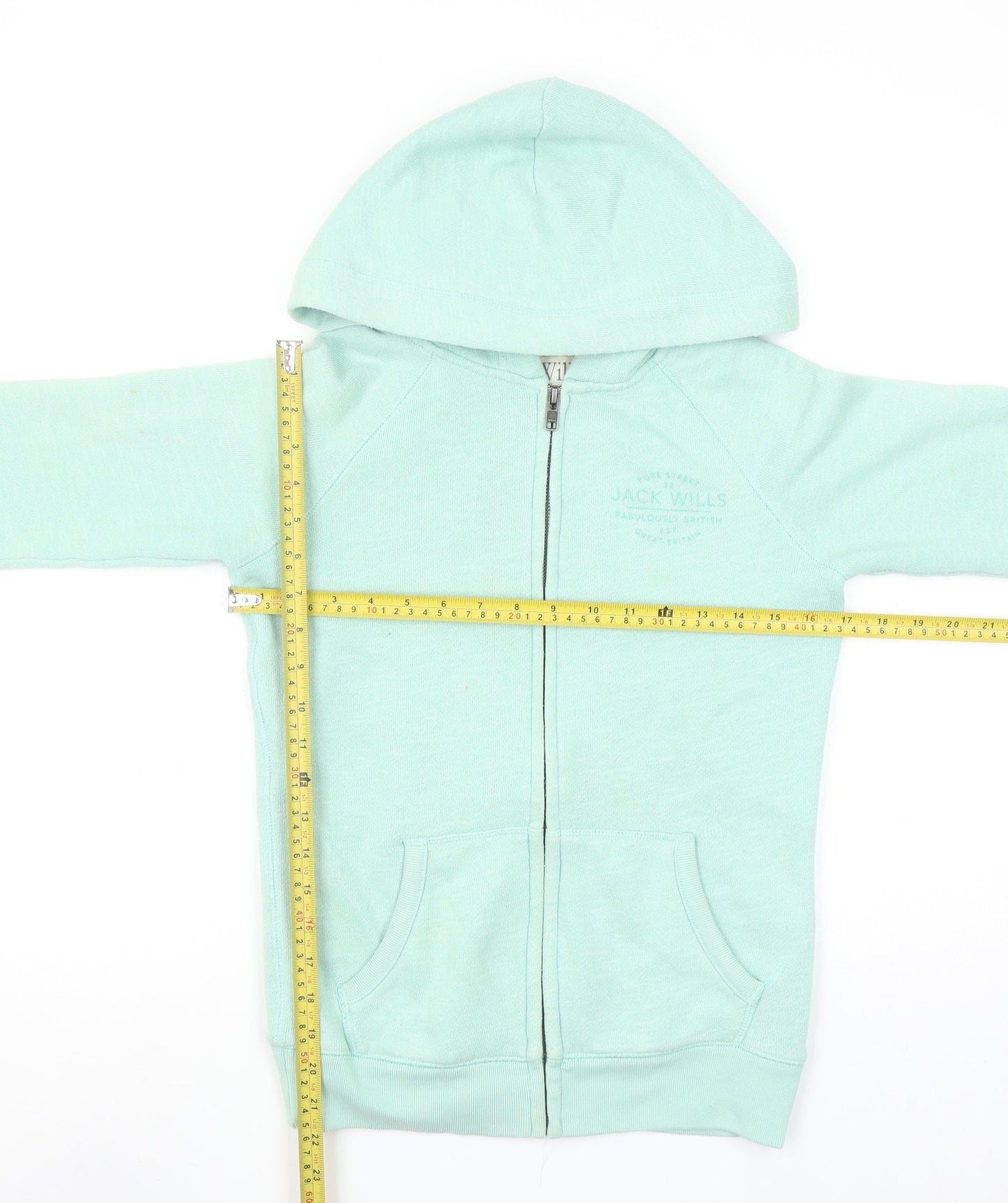 Jack Wills Women's Mint Green Full Zip Hoodie UK 6 Cotton Blend Casual