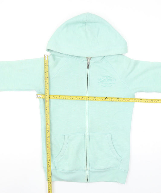 Jack Wills Women's Mint Green Full Zip Hoodie UK 6 Cotton Blend Casual