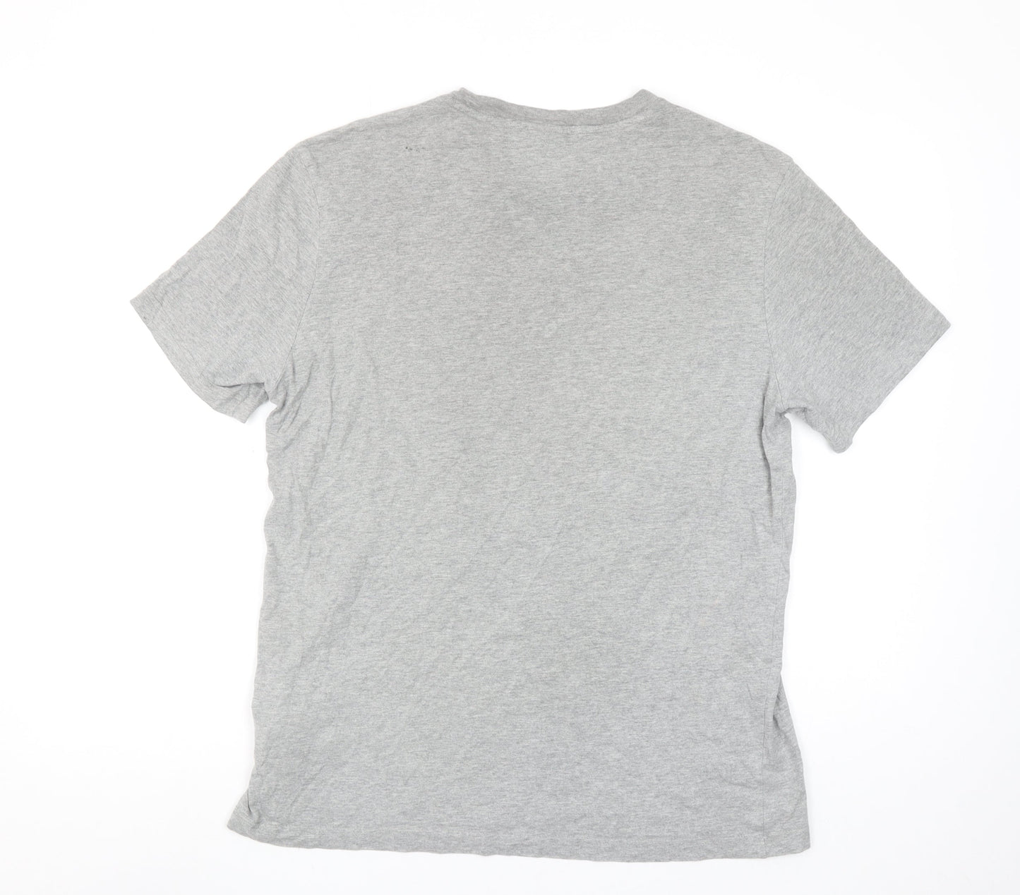 Champion Men's Grey Cotton Crew Neck Logo T-Shirt Size L