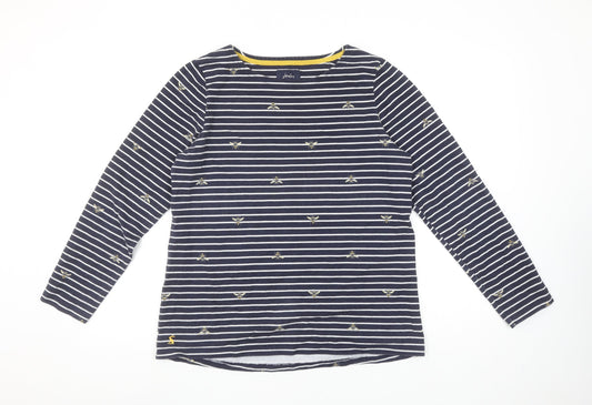 Joules Women’s Blue Striped Bee Embroidered Cotton Long Sleeve Top Size 14