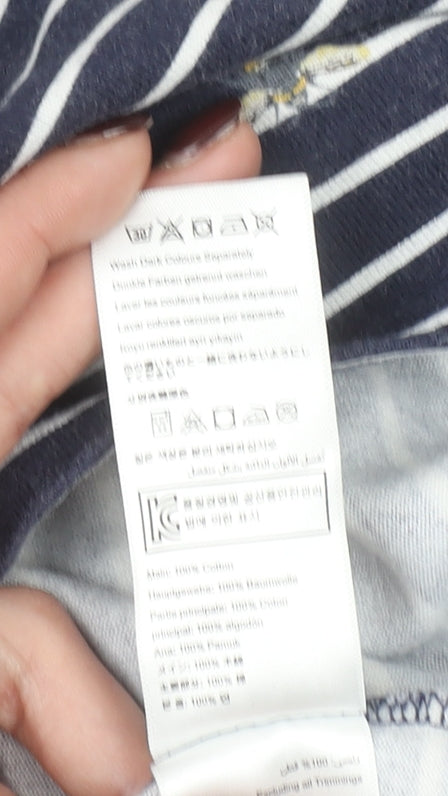 Joules Women’s Blue Striped Bee Embroidered Cotton Long Sleeve Top Size 14