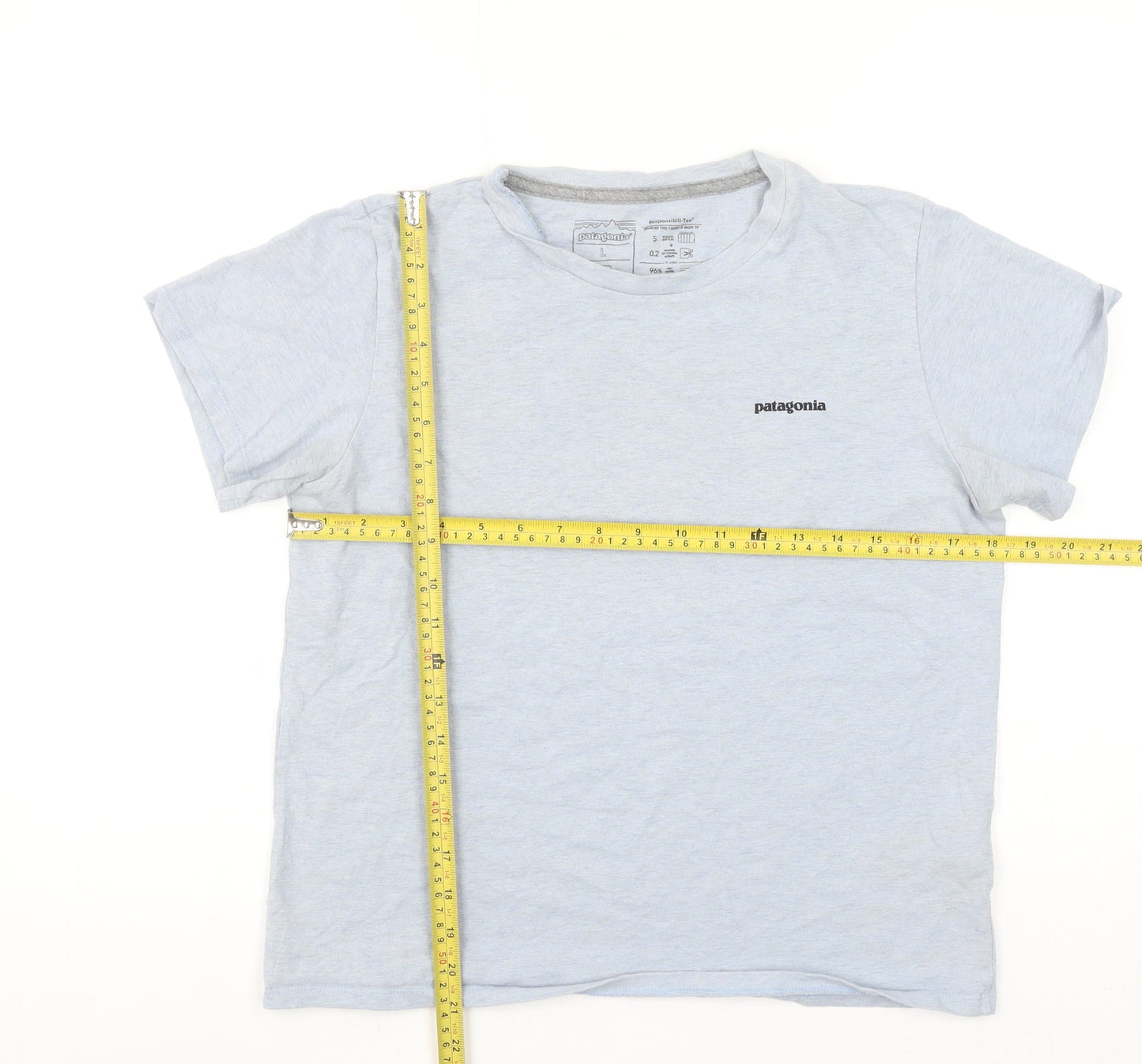 Patagonia Women Grey L Logo Responsibili-Tee Organic Cotton Blend T-Shirt