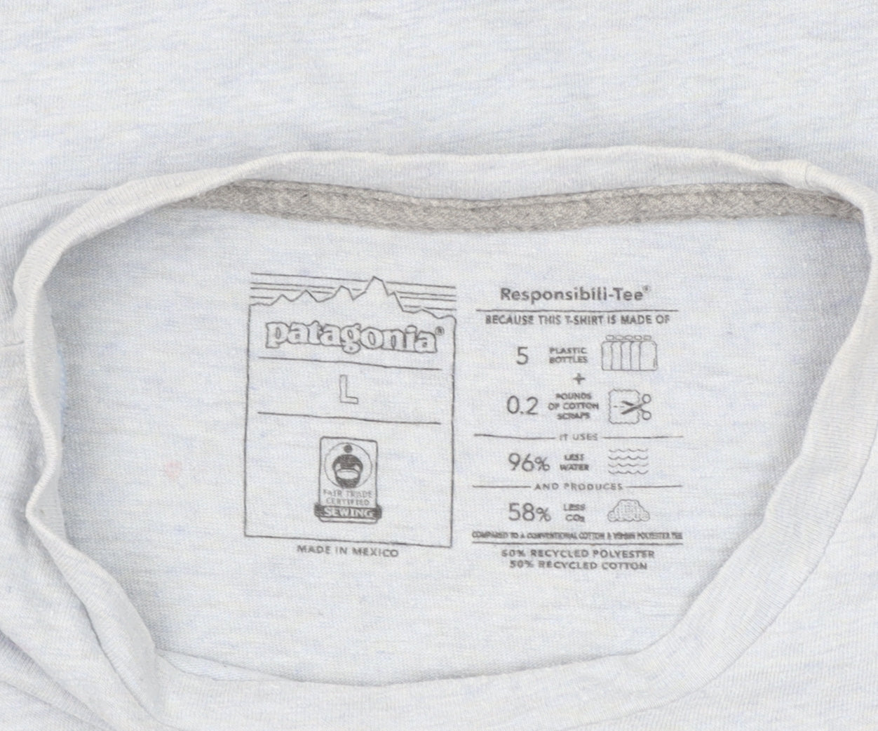 Patagonia Women Grey L Logo Responsibili-Tee Organic Cotton Blend T-Shirt