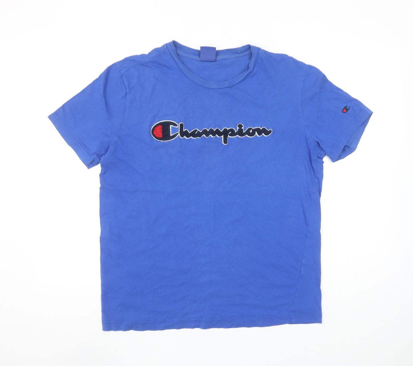 Champion Men's Blue Medium Embroidered Logo Crew Neck T-Shirt
