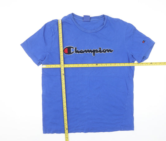 Champion Men's Blue Medium Embroidered Logo Crew Neck T-Shirt