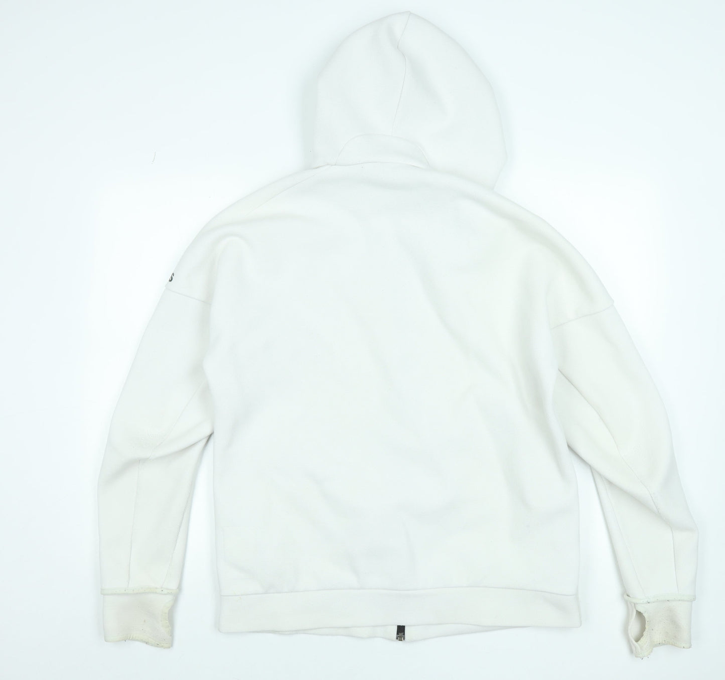 Adidas Men's White Hooded Full Zip Jacket Size L Cotton Blend Sportswear