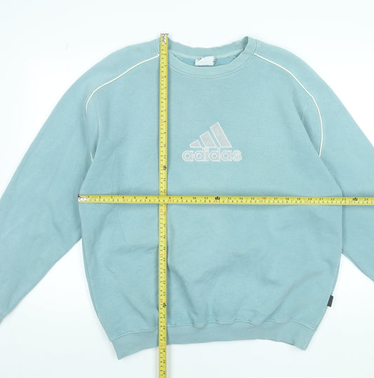 Adidas Women’s Blue Crew Neck Sweatshirt Size 12 Cotton Blend Casual