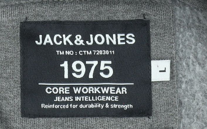 Jack & Jones Men's Grey L Pullover Hoodie Core Workwear