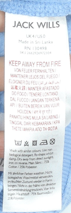 Jack Wills Women's Blue Cotton Blend Crew Neck Sweatshirt Size 4