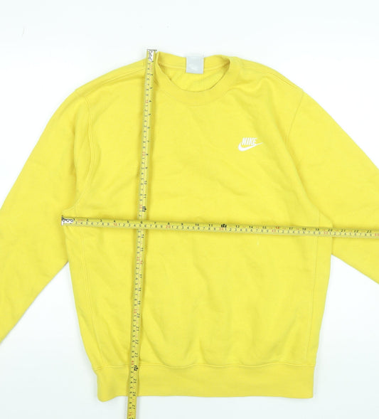 Nike Men's Yellow Crew Neck Pullover Sweatshirt S Regular Fit