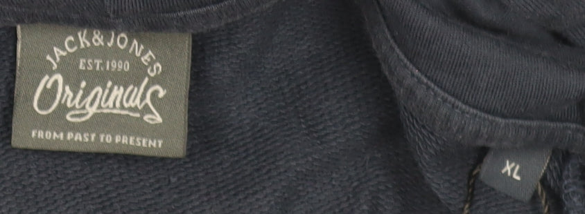 Jack & Jones Originals Men's Blue Full Zip Hoodie XL Cotton