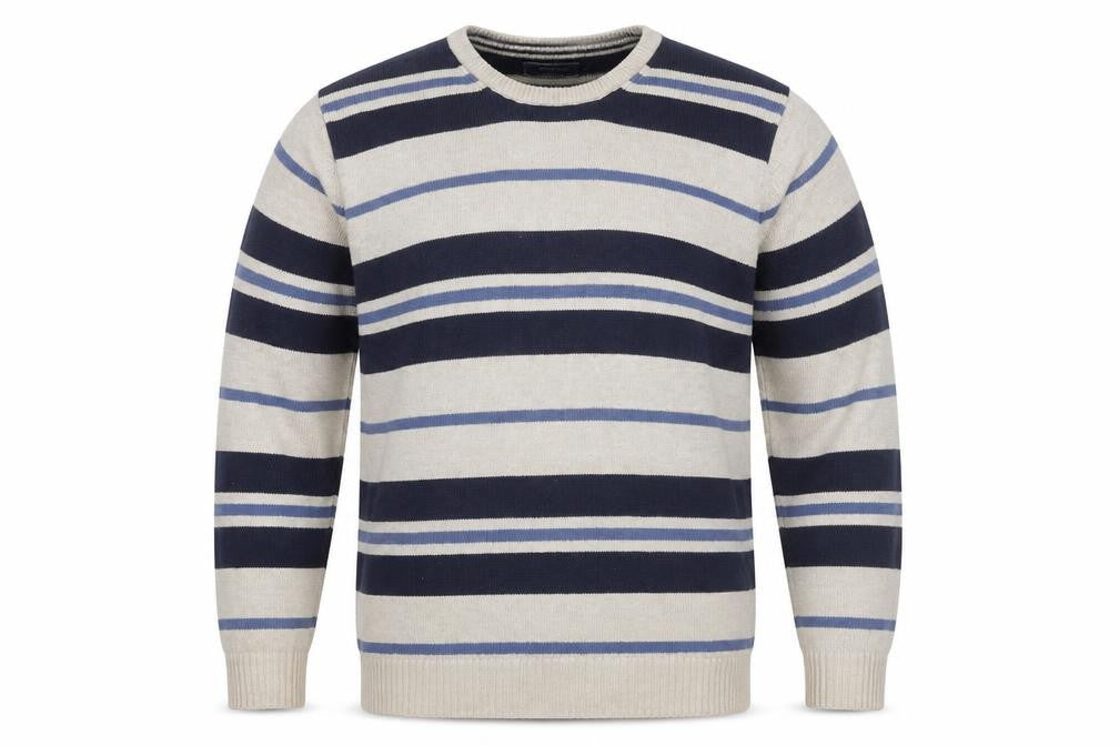 Maine New England Men's Beige Striped Cotton Jumper L