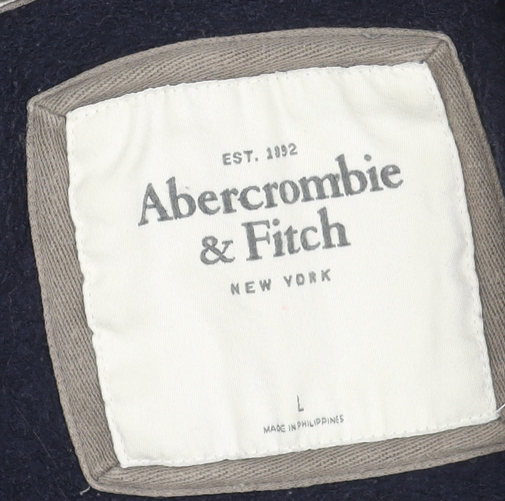 Abercrombie & Fitch Women Navy Full Zip Hoodie Size L Cotton Blend