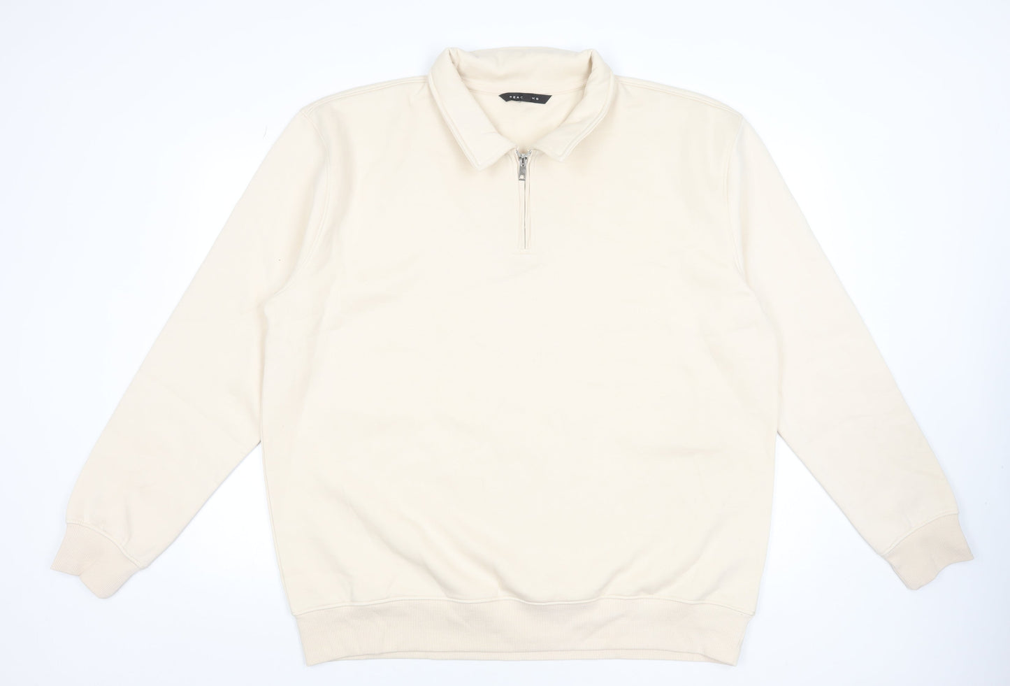 Peacocks Men’s Beige 3XL Collared 1/4 Zip Sweatshirt