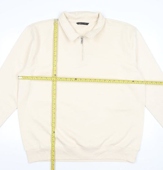 Peacocks Men’s Beige 3XL Collared 1/4 Zip Sweatshirt