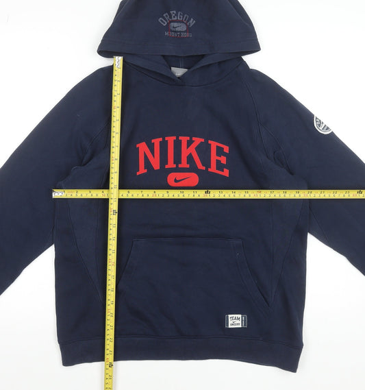 Nike Boys Navy Blue Pullover Hoodie L 12-13 Years Cotton Blend Sportswear