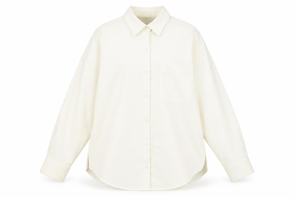 ZARA Women Ivory Relaxed Button-Up Shirt Size S Polyester Blend