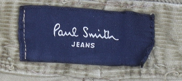 Paul Smith Men Beige Corduroy Regular Fit Trousers 36R Cotton