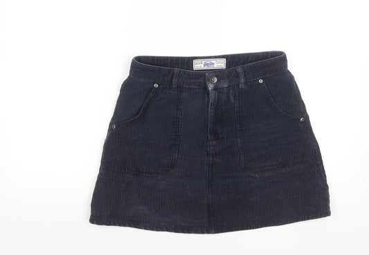 Superdry Women Blue Corduroy A-Line Short Skirt Size 10