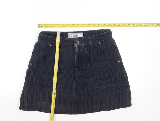 Superdry Women Blue Corduroy A-Line Short Skirt Size 10