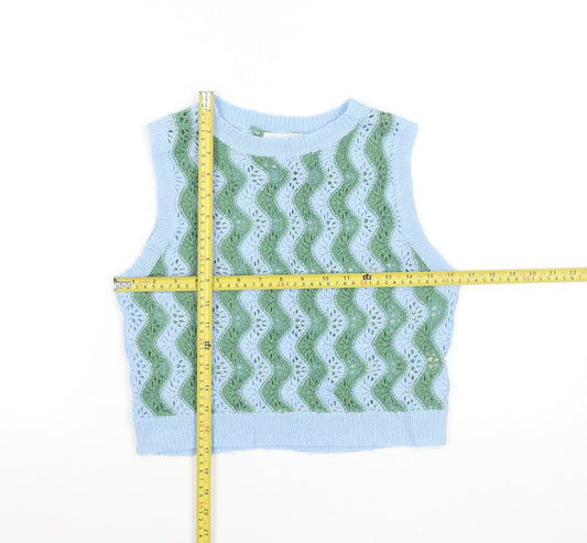 Reclaimed Vintage Women’s Blue Green Knit Sleeveless Vest UK 8