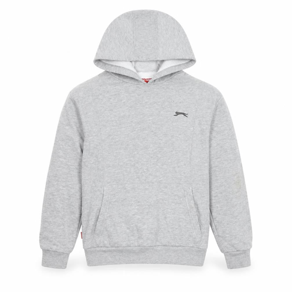 Front view of Slazenger boys’ grey pullover hoodie 13 years 158cm regular fit