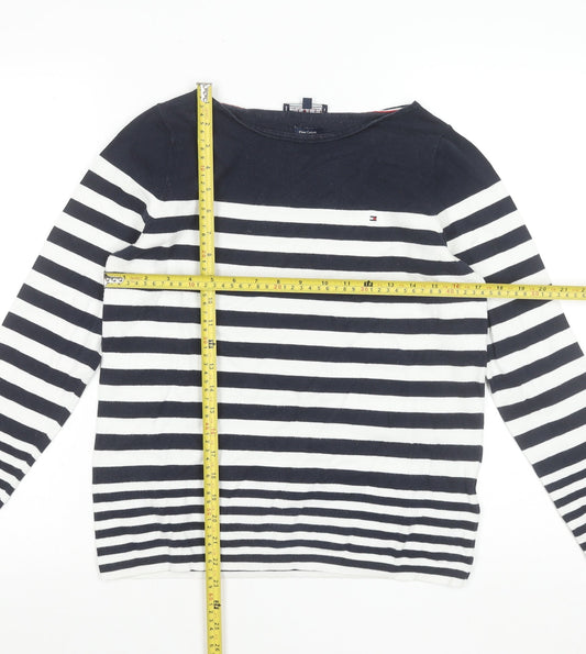 Tommy Hilfiger Women's Blue White Striped Cotton Jumper Size S
