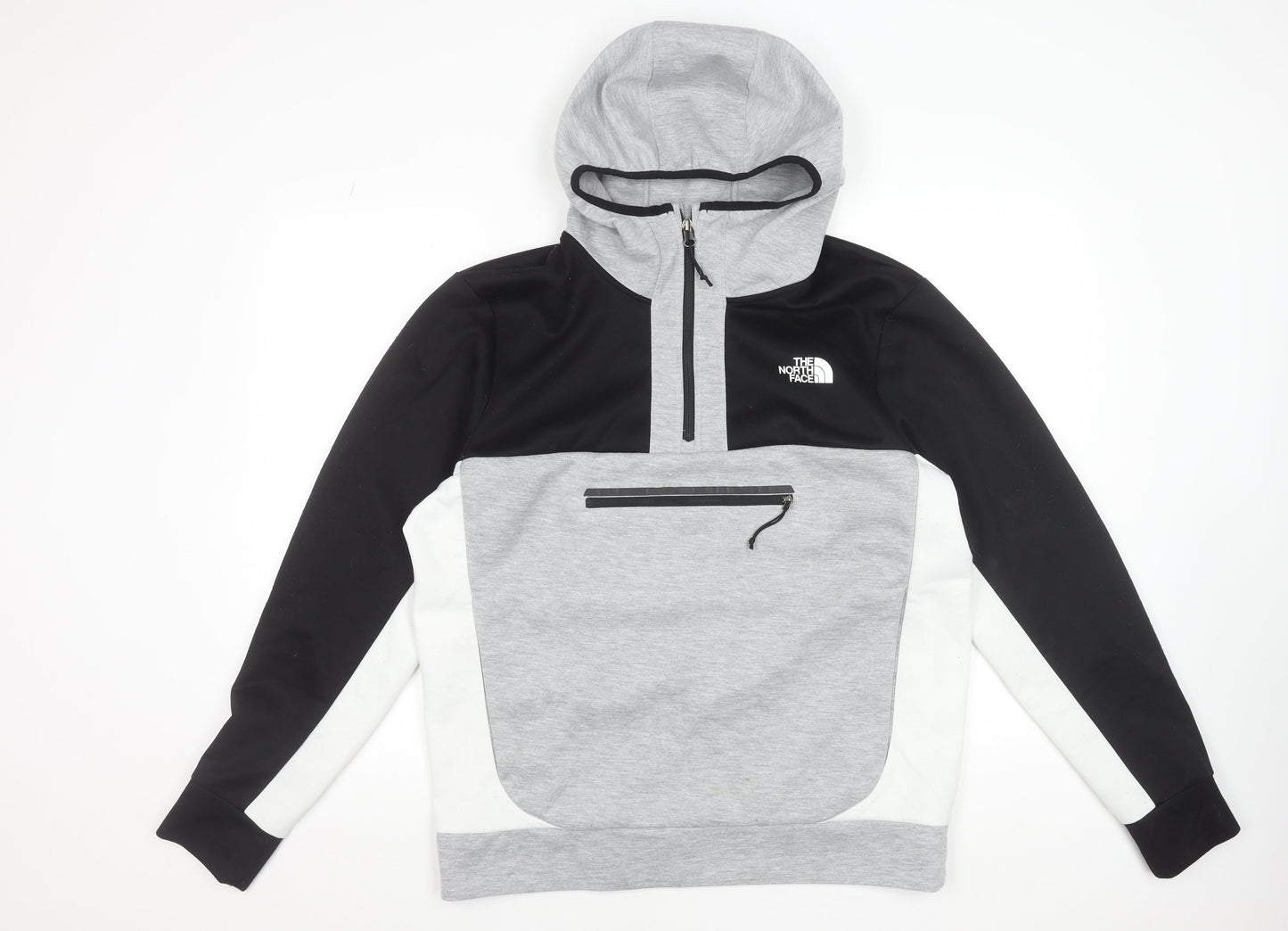 The North Face Men's Grey 1/2 Zip Hooded Sweatshirt L
