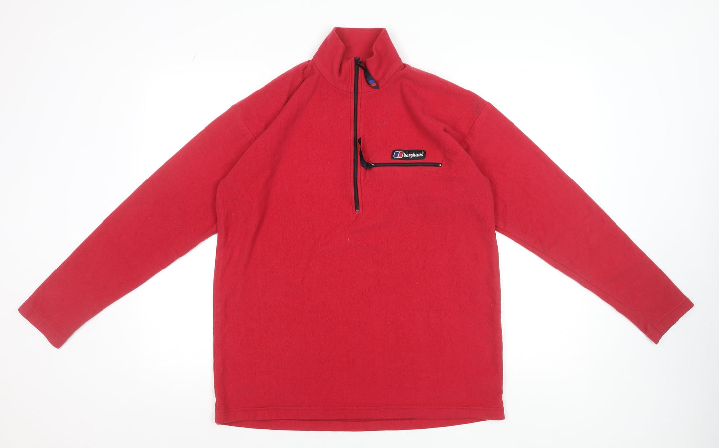 Berghaus Women Red Fleece Pullover Sweatshirt L 1/2 Zip Lightweight Outdoor