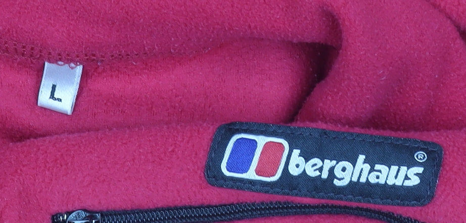 Berghaus Women Red Fleece Pullover Sweatshirt L 1/2 Zip Lightweight Outdoor