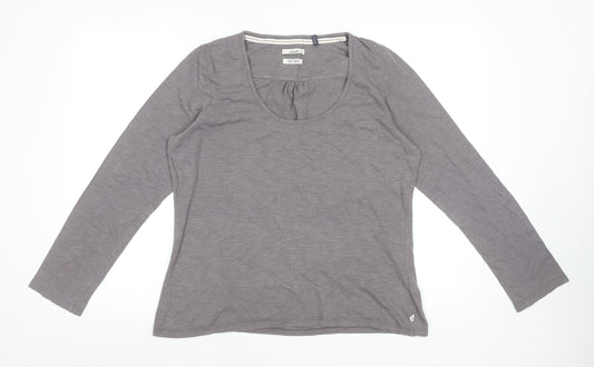 Seasalt Women Grey Basic Long Sleeve Cotton Jersey Top Size 14
