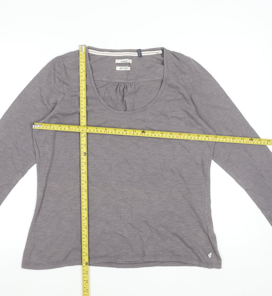 Seasalt Women Grey Basic Long Sleeve Cotton Jersey Top Size 14