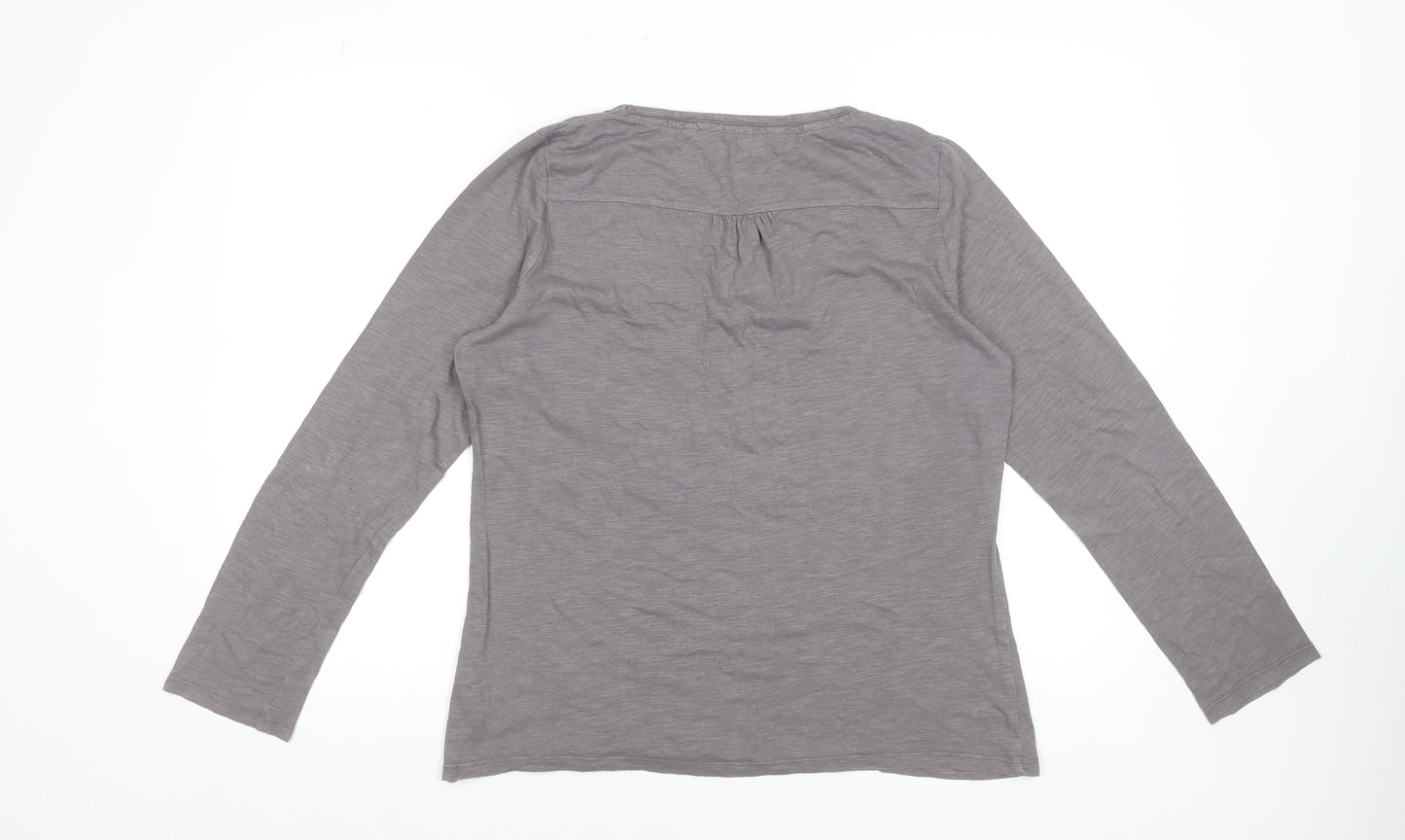 Seasalt Women Grey Basic Long Sleeve Cotton Jersey Top Size 14