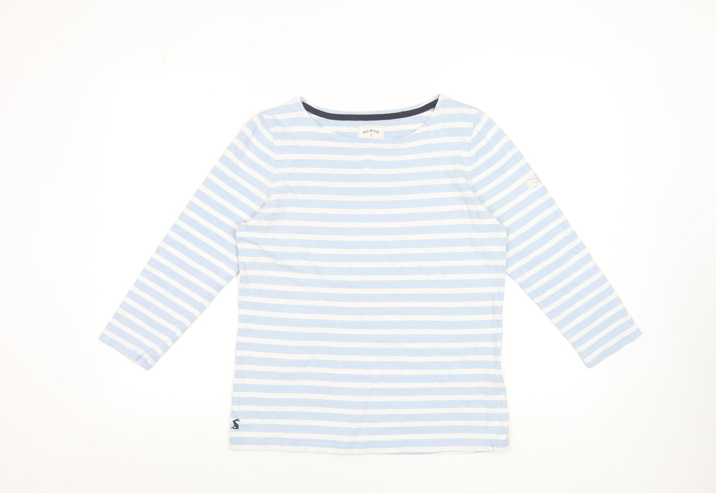 Joules Women's Blue White Striped Long Sleeve Cotton T-Shirt UK 10