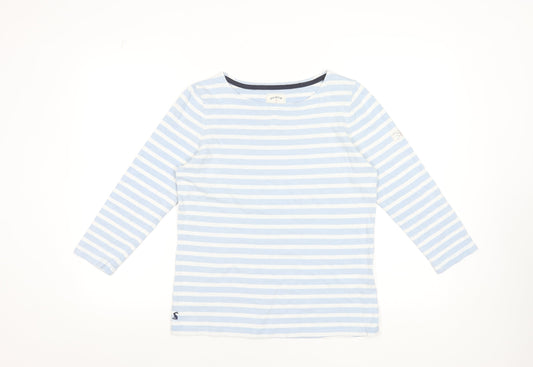 Joules Women's Blue White Striped Long Sleeve Cotton T-Shirt UK 10