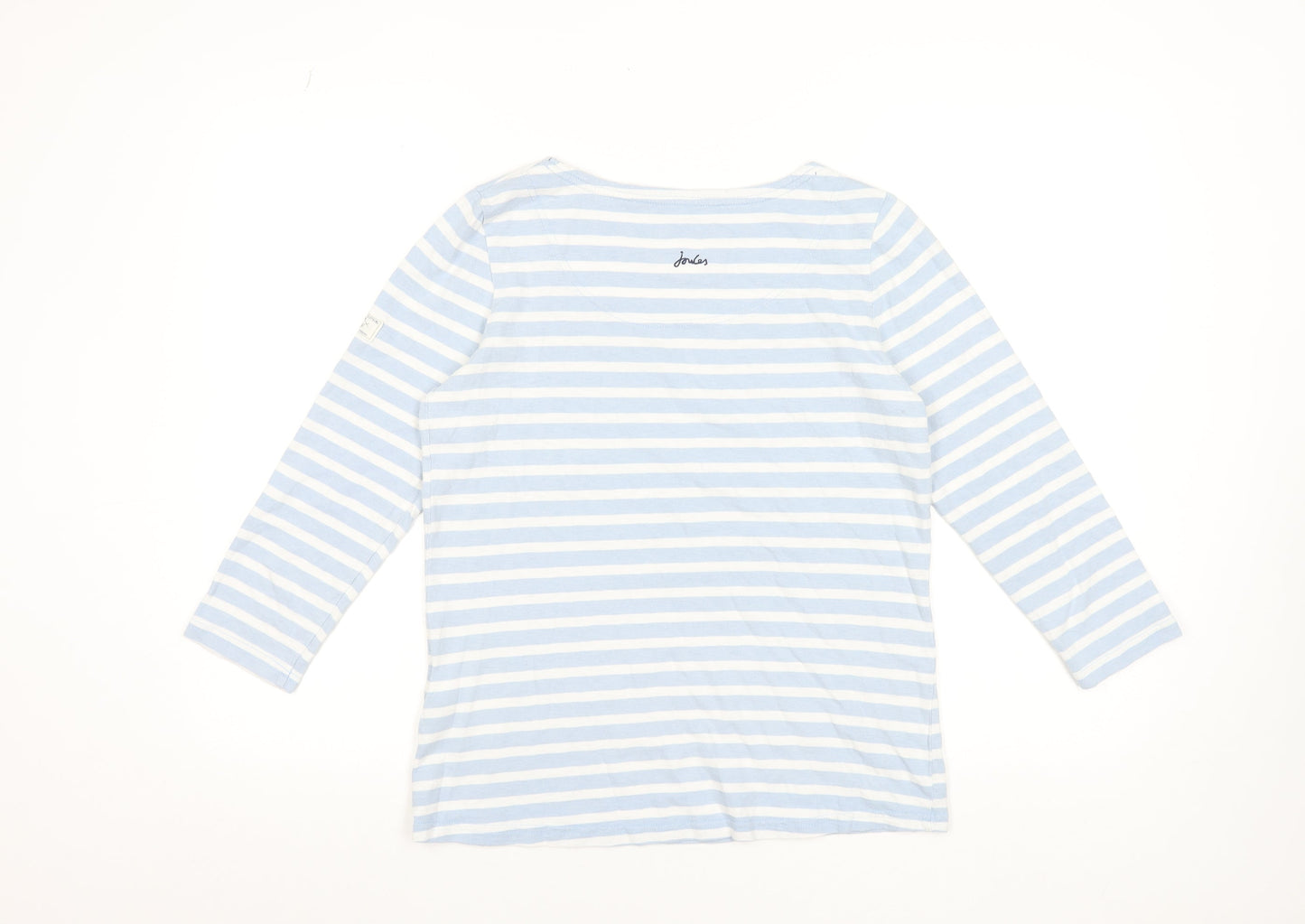 Joules Women's Blue White Striped Long Sleeve Cotton T-Shirt UK 10