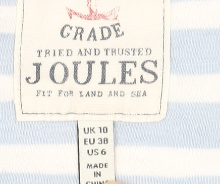 Joules Women's Blue White Striped Long Sleeve Cotton T-Shirt UK 10
