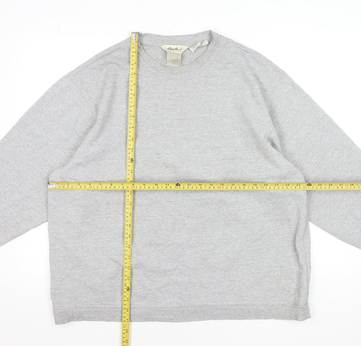 Eddie Bauer Unisex Grey Pullover Sweatshirt L Regular Cotton Blend