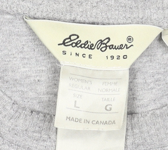 Eddie Bauer Unisex Grey Pullover Sweatshirt L Regular Cotton Blend